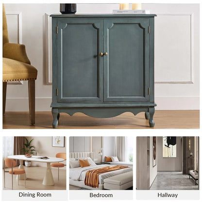 Pallantium 34"Tall-2 Door Farmhouse Style Accent Cabinet by HULALA HOME