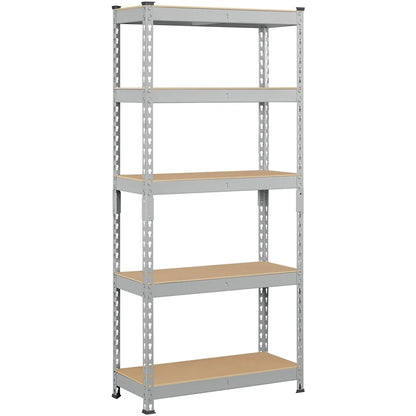 Yaheetech 5 Tiers Boltless Storage Shelf 330lb Capacity for Each Tier,Metal Frame MDF Wood Boards