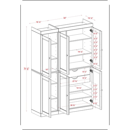 Palace Imports 100% Solid Wood China Pantry with Glass or Solid Wood Doors and 2-Drawers - 48.5" x 71.5"