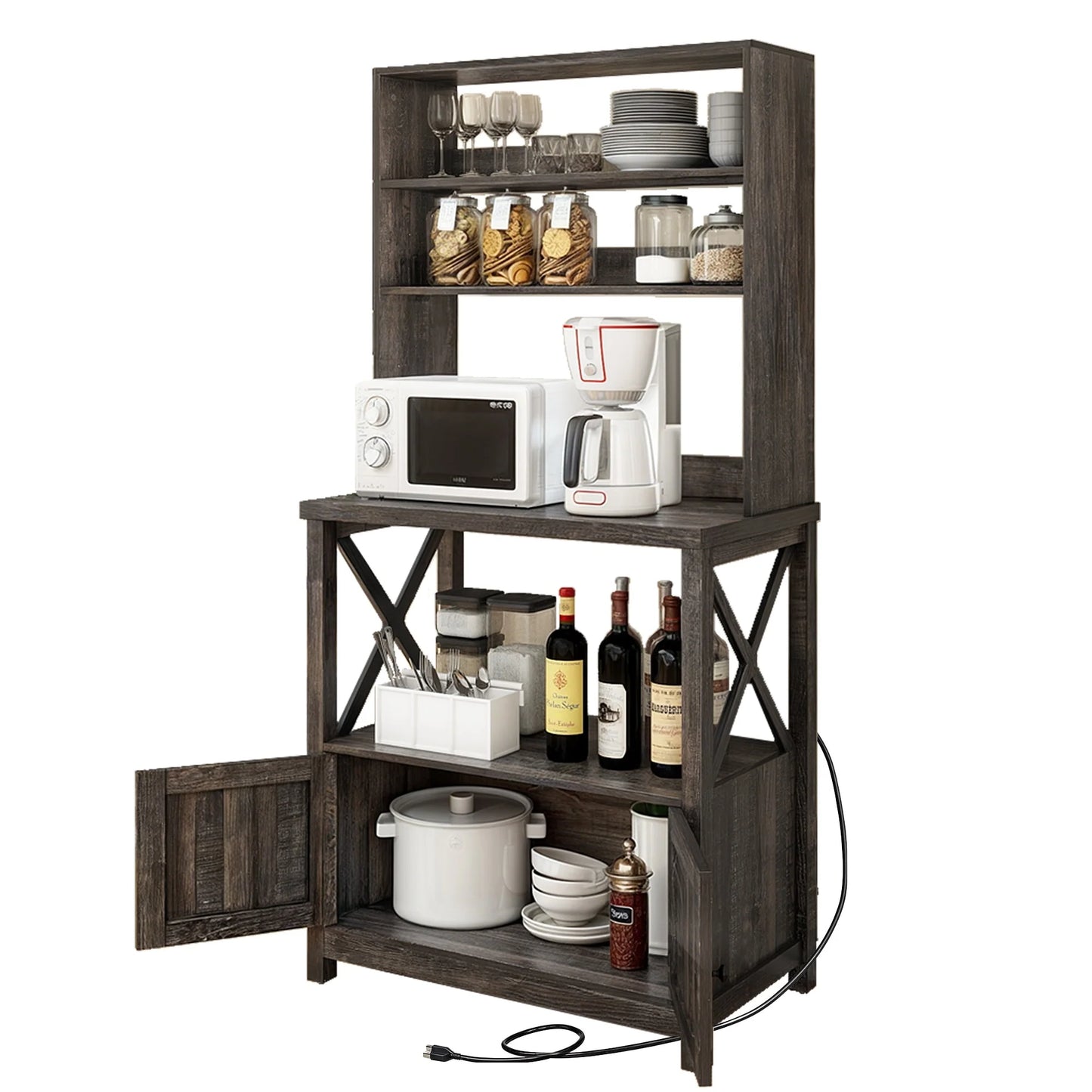 Moasis 5 Tier Kitchen Bakers Rack with Storage Shelves Microwave Oven Stand Kitchen Shelf Organizer