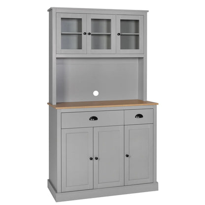 VEIKOUS Pantry Kitchen Cabinet Storage with Microwave Stand and 3 Adjustable Shelves