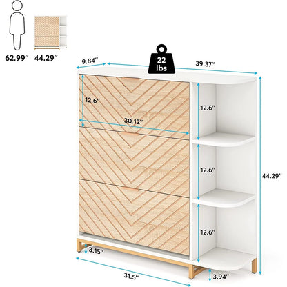 Shoe Cabinet, 24 Pair Shoes Storage Cabinet with Doors and Shelves