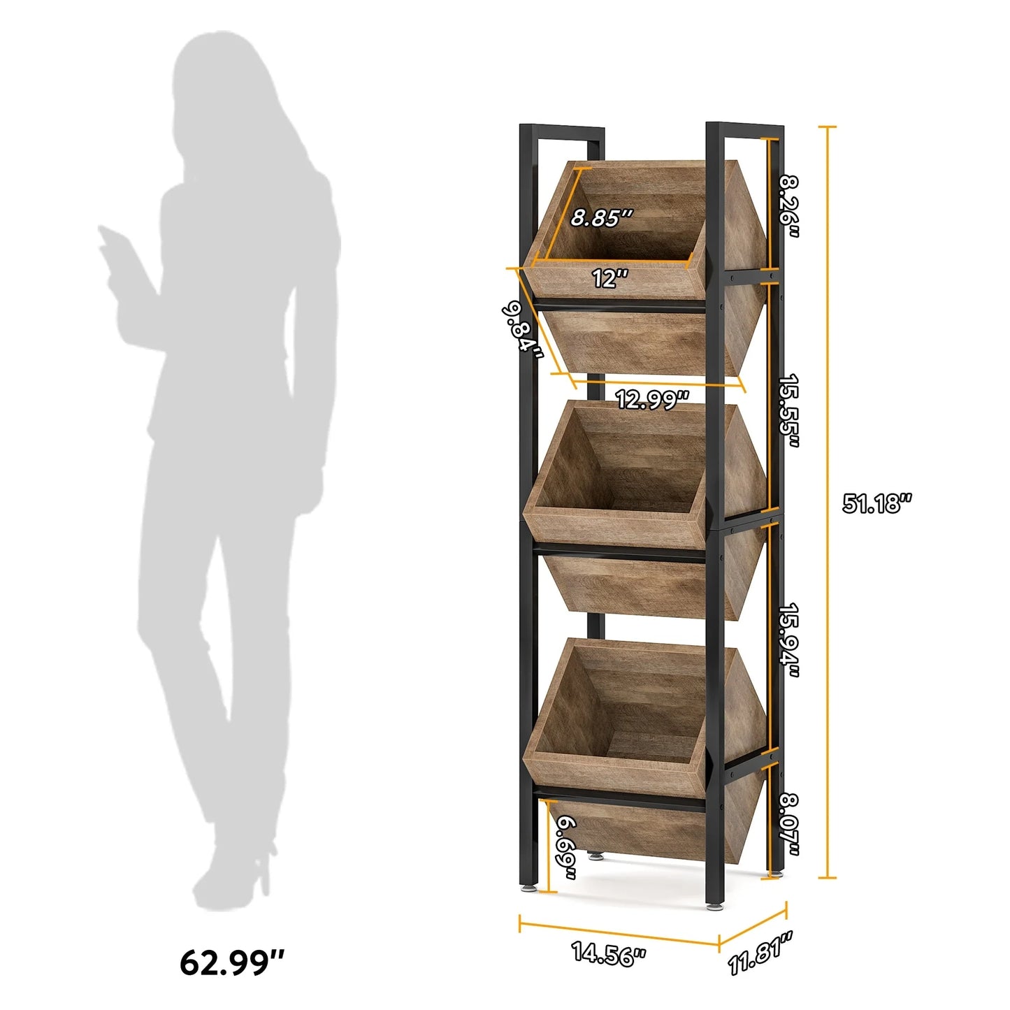 Vertical Standing Basket Storage Tower for Kitchen Bathroom Living Room