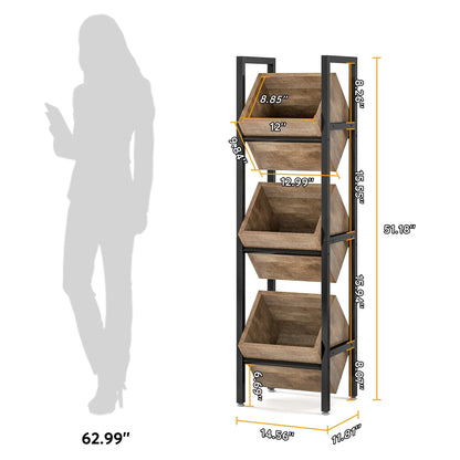 Vertical Standing Basket Storage Tower for Kitchen Bathroom Living Room
