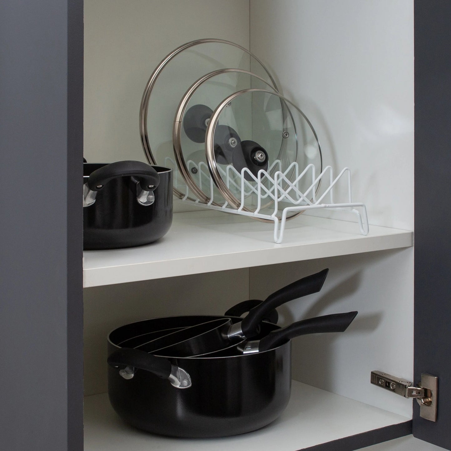 Kitchen Details Lid Organizer in White - 13.98" x 6.69" x 5.51"