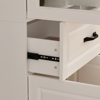 78.7"Modular White Curio Bookcase Cabinet w/Glass Doors Buffet Display