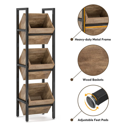 Vertical Standing Basket Storage Tower for Kitchen Bathroom Living Room