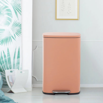 13 Gallon 50 Liter Stainless Steel Step Trash Can with Removable Inner Bucket by Furniture of America