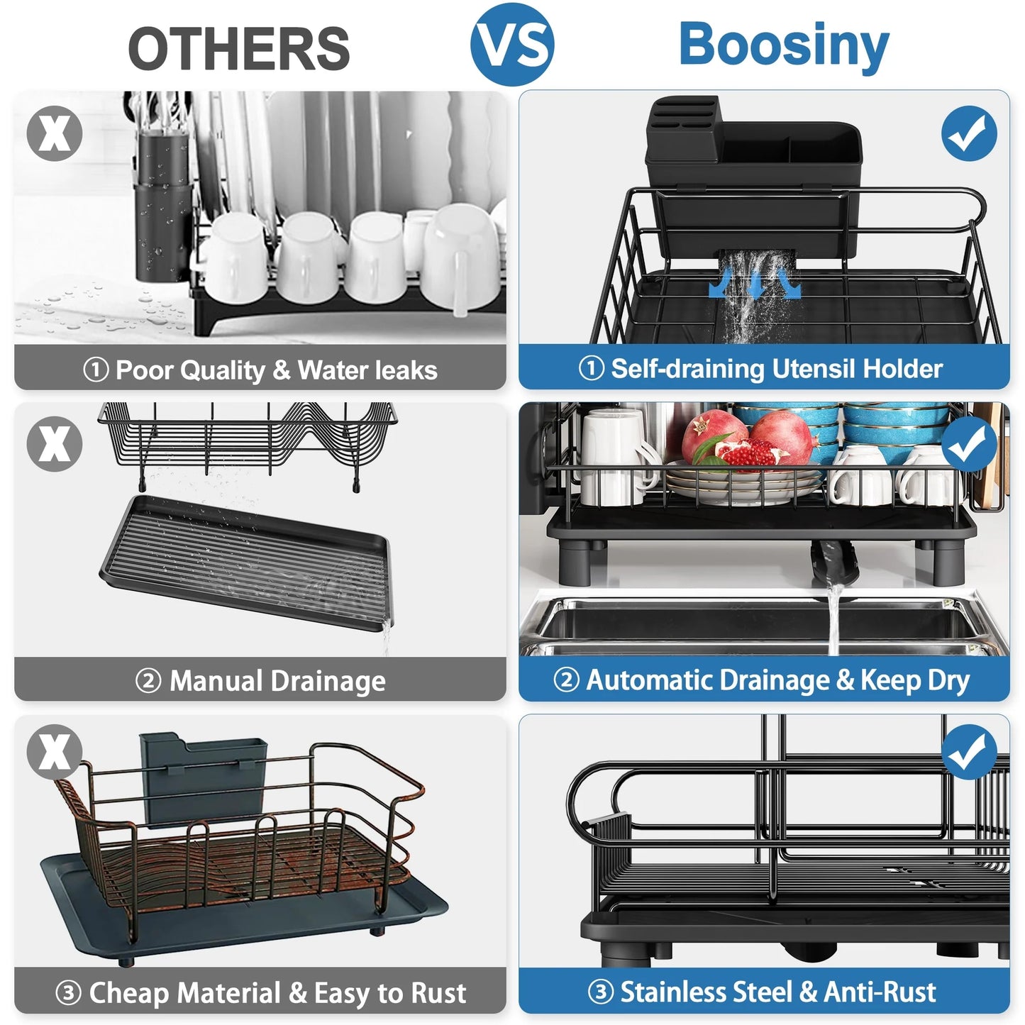 JASIWAY 2 Tier Kitchen Stainless Steel Dish Rack