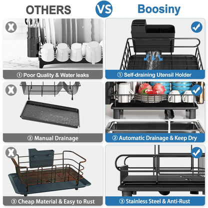 JASIWAY 2 Tier Kitchen Stainless Steel Dish Rack