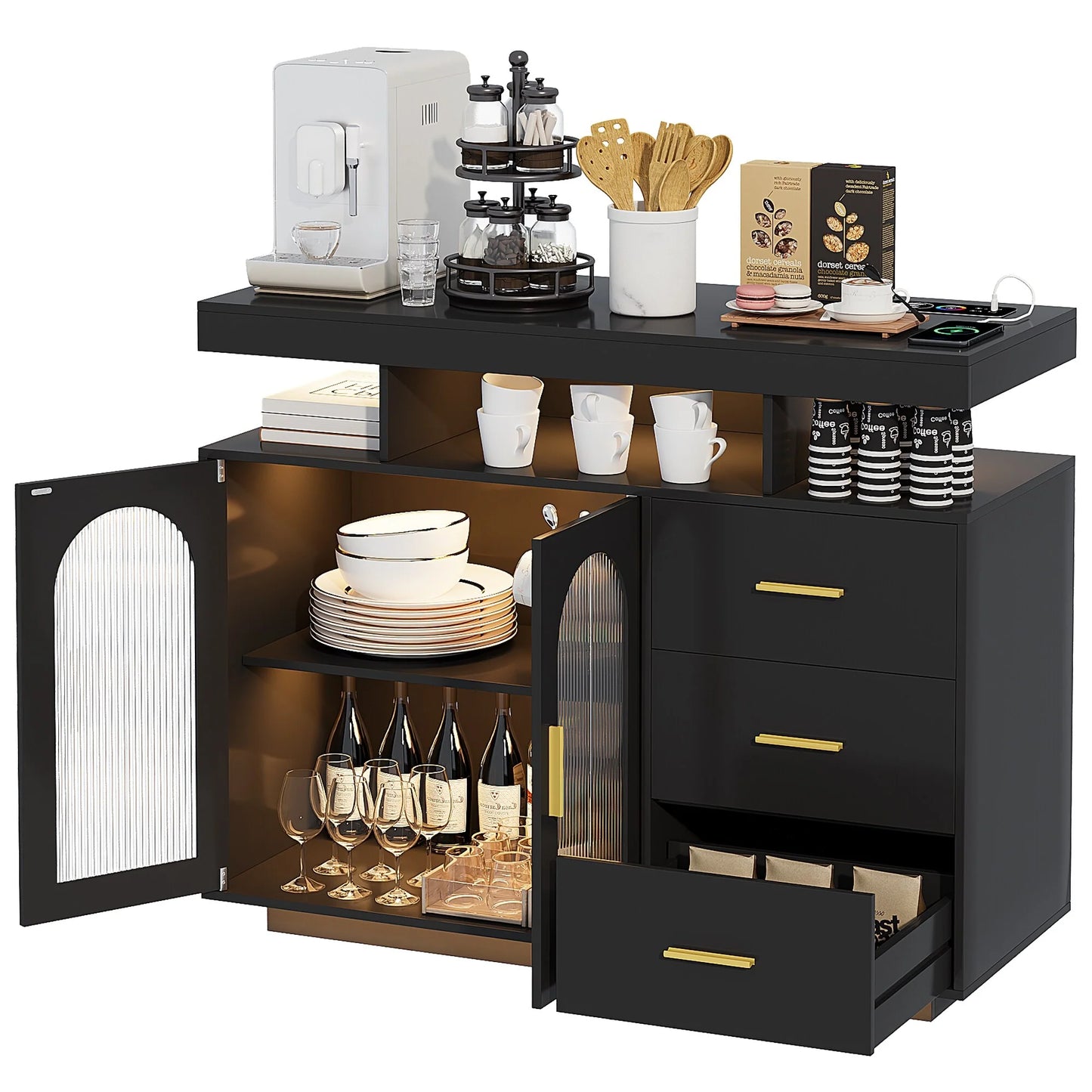 39''Wide Sideboard With LED Light - N/A