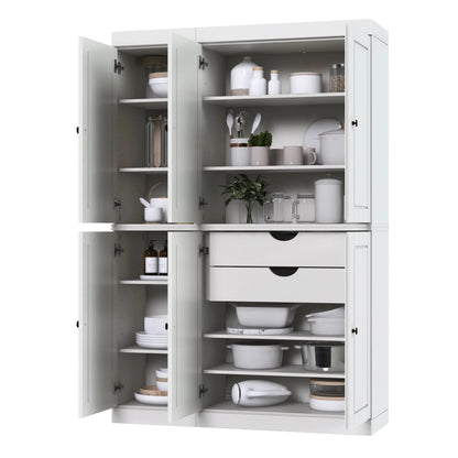 Palace Imports 100% Solid Wood China Pantry with Glass or Solid Wood Doors and 2-Drawers - 48.5" x 71.5"