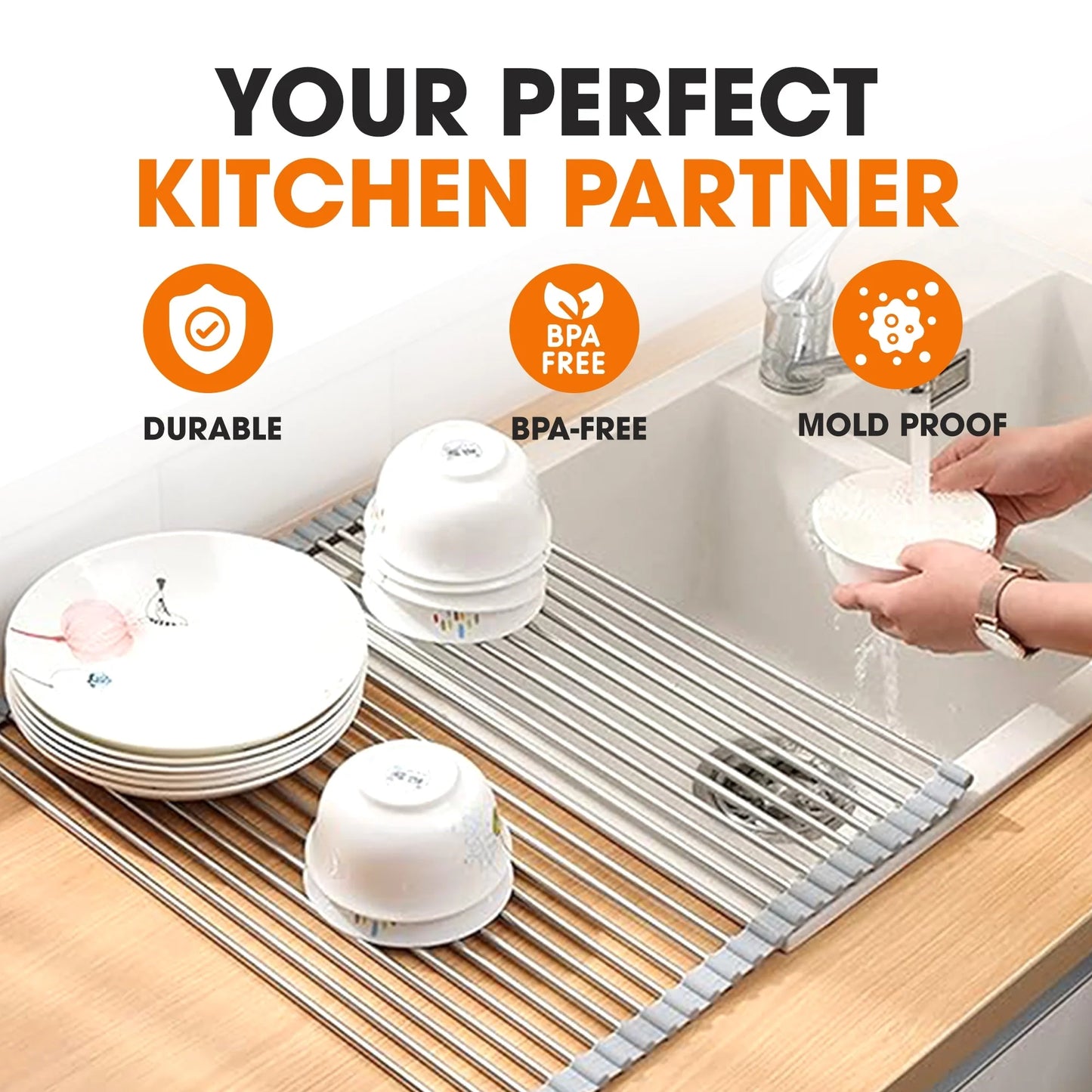 Cheer Collection Multipurpose Over The Sink Stainless Steel Drying Rack
