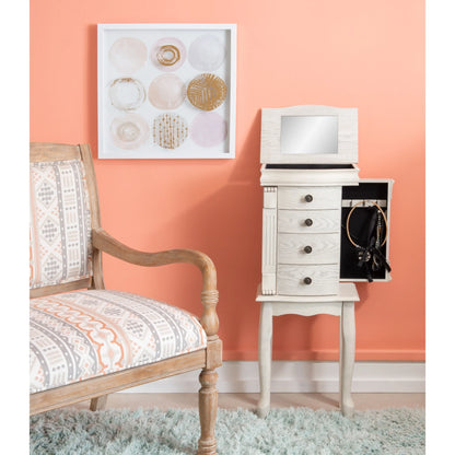 Jewelry Armoire with Storage Drawers - 35.25" - Cream