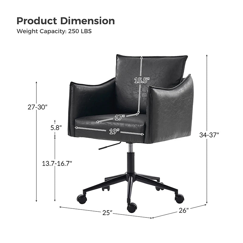 Fabius Mid-Century Modern Height-Adjustable Swivel Office Chair