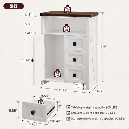 23.62"Accent Cabinet with drawers and storage - N/A