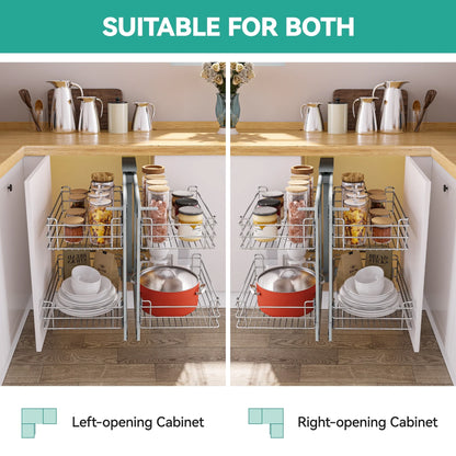 Moasis Blind Corner Pull Out Organizer Pull Out Shelf Organizer