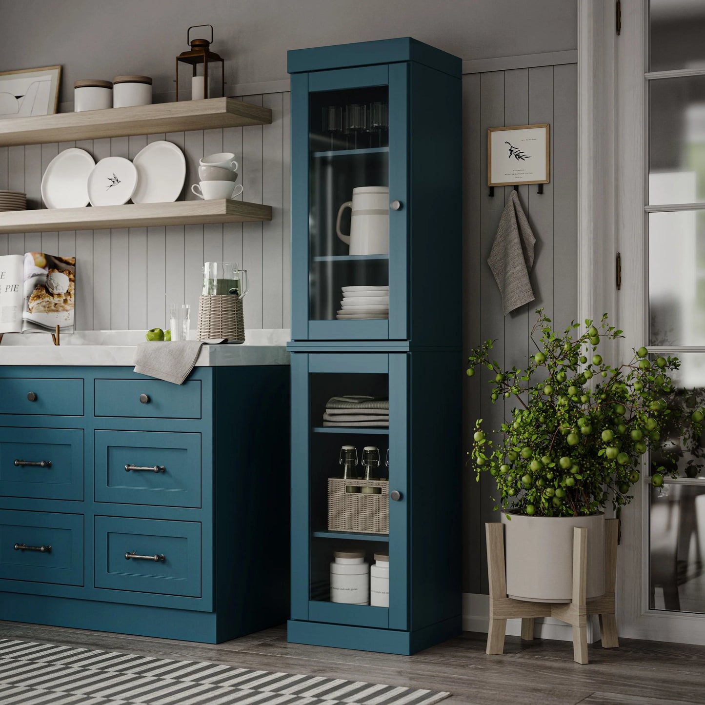100% Solid Wood 16.5" Kitchen Pantry Cabinet with Doors by Palace Imports