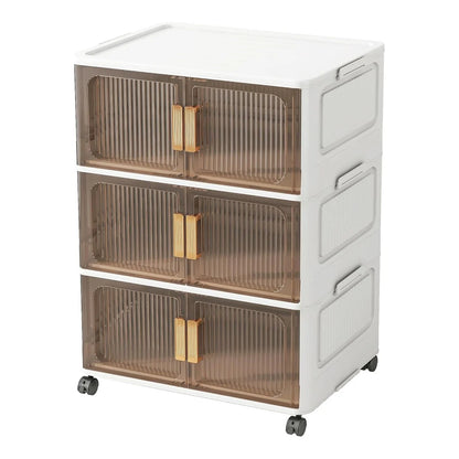 Stackable Closet Organizer Collapsible Storage Bins with Lids Organizer with Wheels for Home, Kitchen, Office