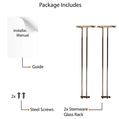 Wallniture Brix Stemware Wine Glass Rack Under Cabinet Storage Metal Glass Hanger (Set of 2)