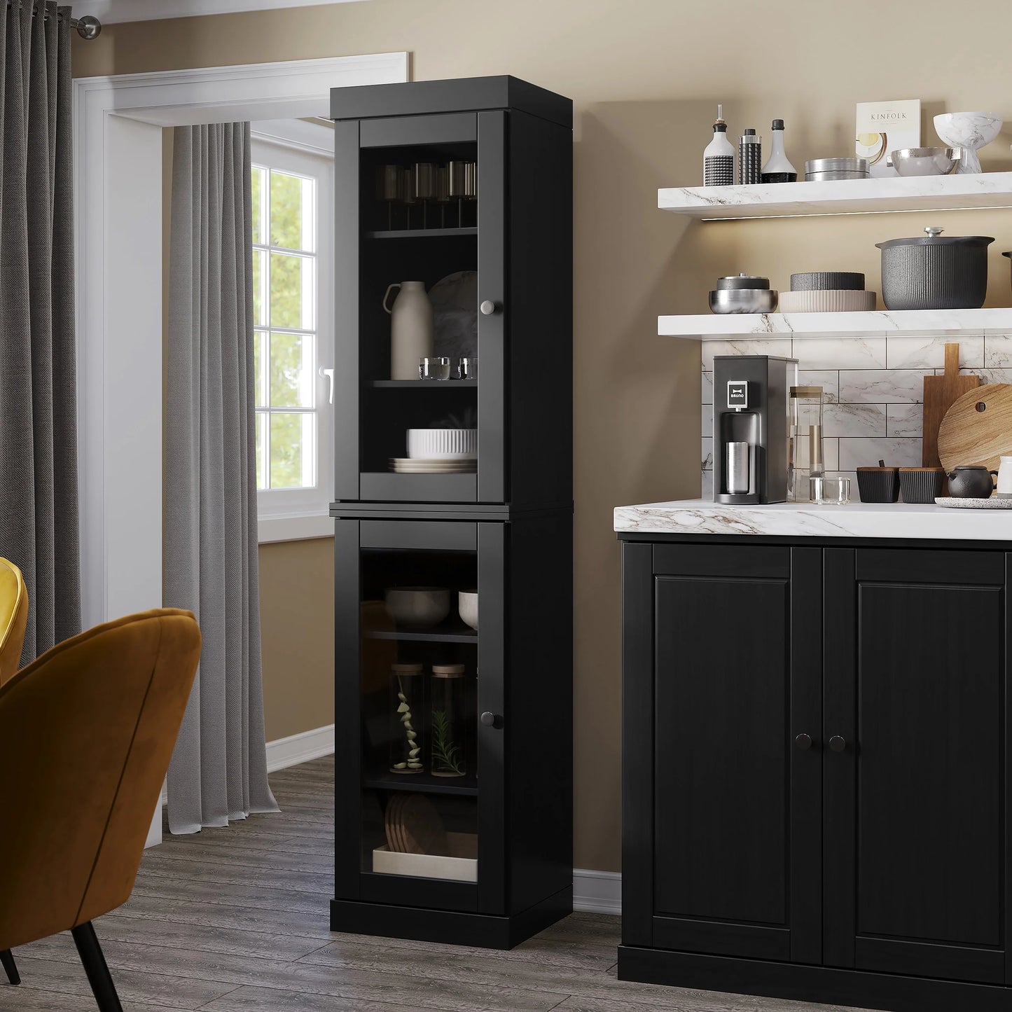 100% Solid Wood 16.5" Kitchen Pantry Cabinet with Doors by Palace Imports