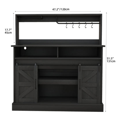 Moasis Farmhouse Coffee Bar Cabinet - 15.1"D x 47.2"W x 51.5"H