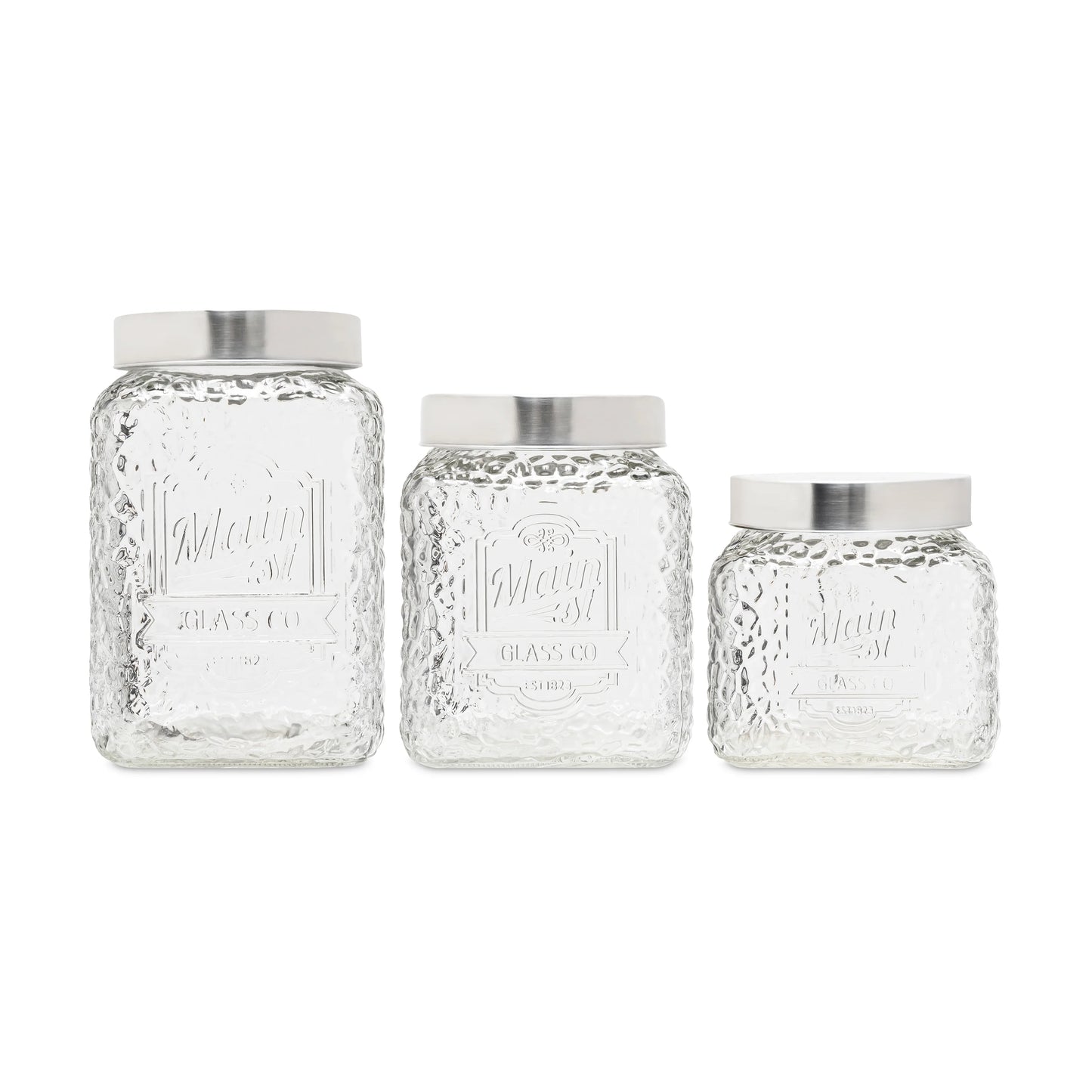 Main St Hammered Glass Canisters Set Of 3