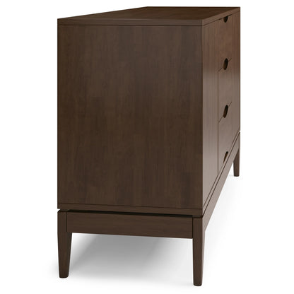 WYNDENHALL Pearson SOLID HARDWOOD 60 inch Wide Mid Century Design Sideboard Buffet in Walnut Brown - 17"d x 60"w x 30"h