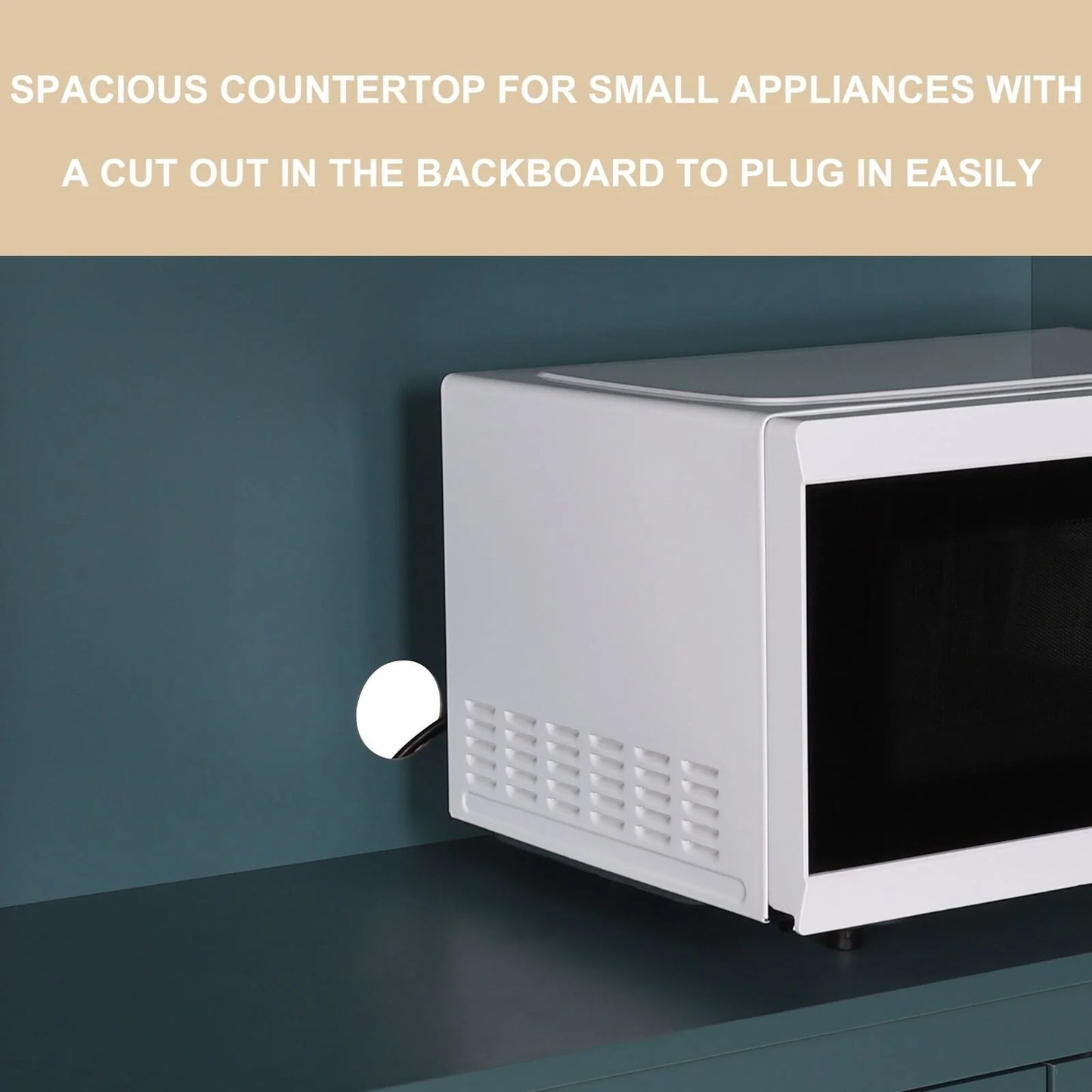 VEIKOUS Pantry Kitchen Cabinet Storage with Microwave Stand and 3 Adjustable Shelves