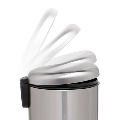 Qualiazero TWO 1.6 Gal Round Step On Trash Cans, Stainless Steel, Twin Pack