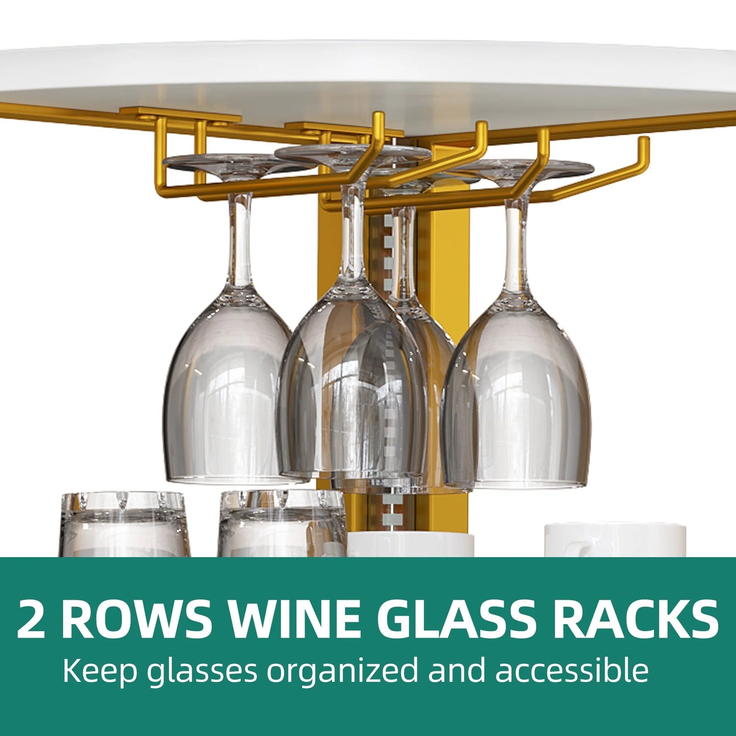 Moasis Freestanding Corner Wine Rack with Glass Holder and Storage Shelf