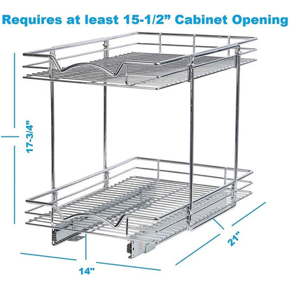 Slide Cabinet Organizer -14"Wx21"Dx17-3/4"H, Min 15-1/2" Cabinet width