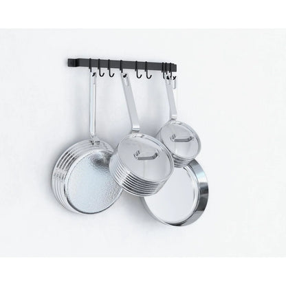 Wallniture Casto 17" Pot Rack with 10 Hooks, Steel Utensil Holder, Black