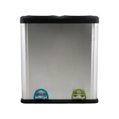 Organize It All 60 Liter 2 Compartment Stainless Recycle Bin