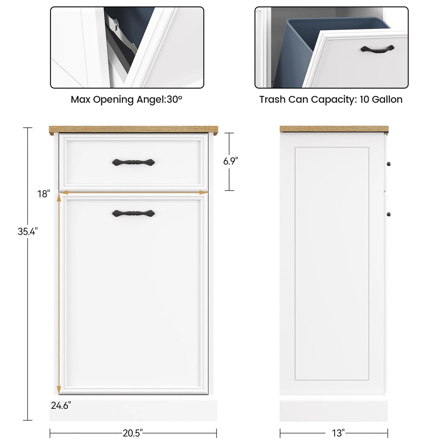 Kitchen Tilt Out Trash Can Cabinet with Drawer