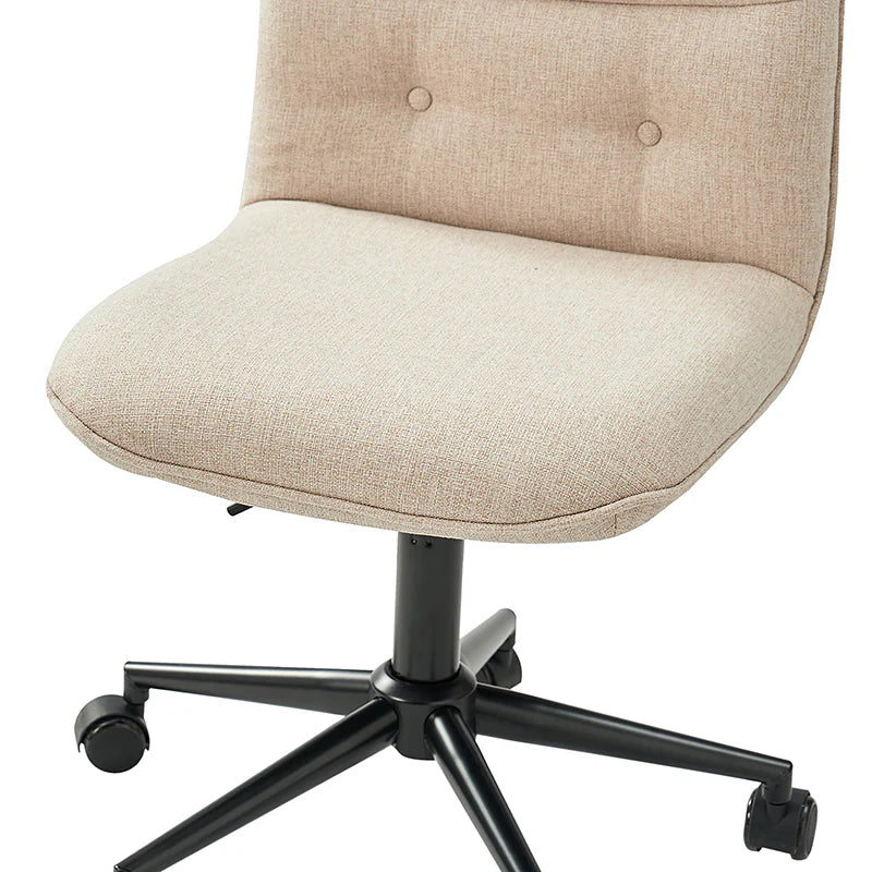 Leonhard Upholstered Swivel Task Chair: Plush Velvet Feel with Linen-Inspired Fabric, Adjustable Height, and Wheels