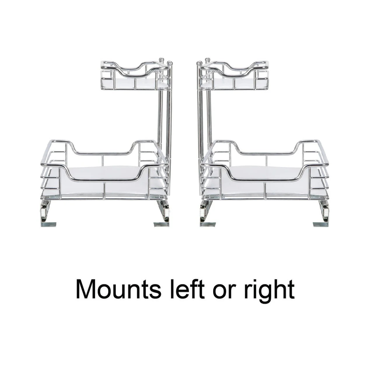 Household Essentials 2-Tier Steel Pull-Out/Slide-Out Storage Organizer with Plastic Liners