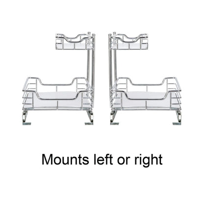 Household Essentials 2-Tier Steel Pull-Out/Slide-Out Storage Organizer with Plastic Liners