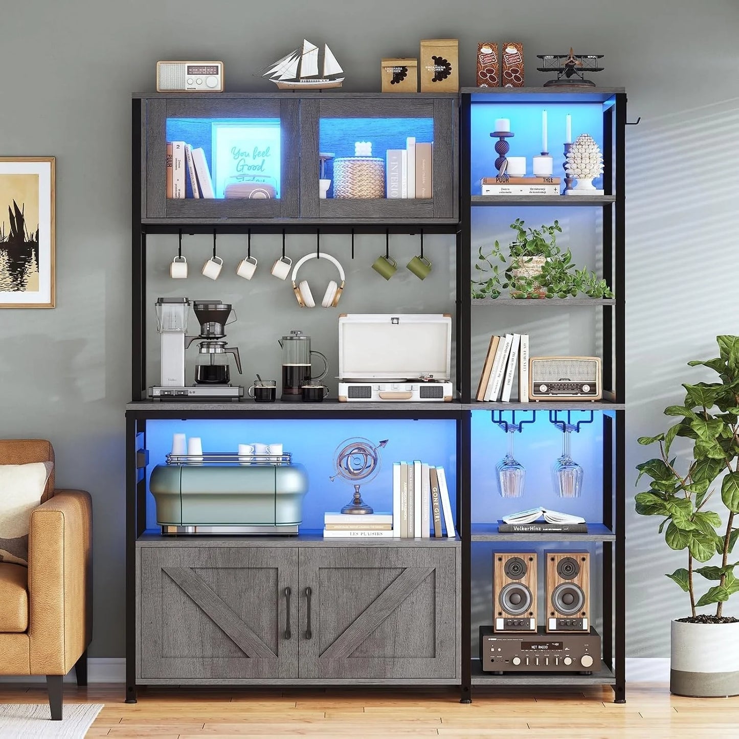 Bakers Rack for Kitchen with Storage Coffee Bar Cabinet