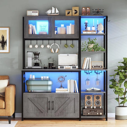 Bakers Rack for Kitchen with Storage Coffee Bar Cabinet