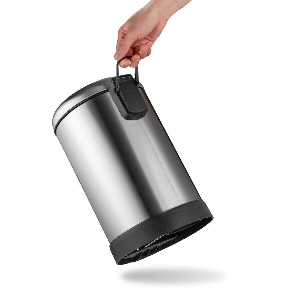 Qualiazero TWO 1.6 Gal Round Step On Trash Cans, Stainless Steel, Twin Pack