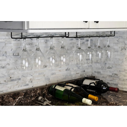 Wallniture Brix Stemware Wine Glass Rack Under Cabinet Storage Metal Glass Hanger (Set of 2)