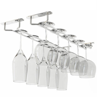 Wallniture Brix Stemware Wine Glass Rack Under Cabinet Storage Metal Glass Hanger (Set of 2)