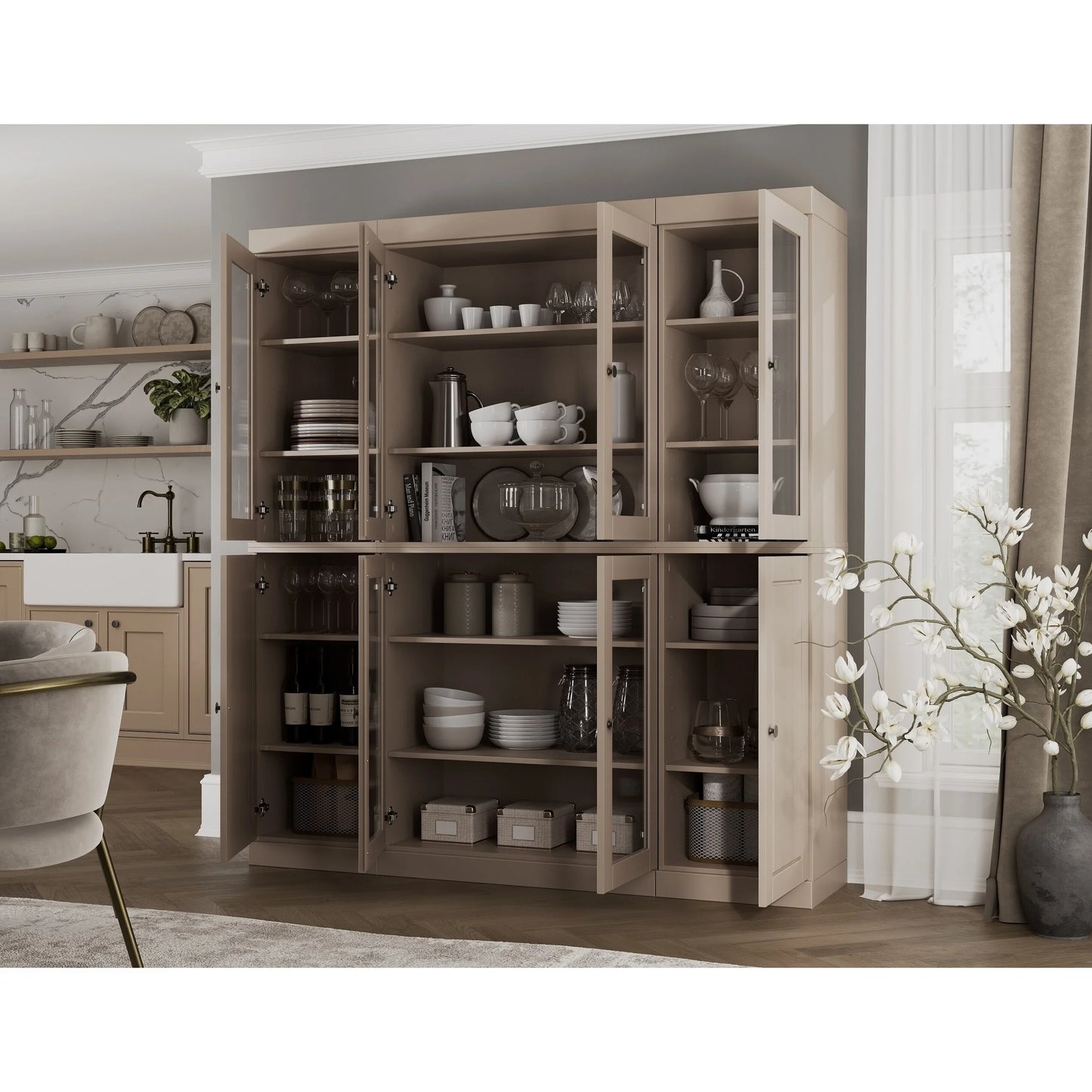 100% Solid Wood 65" Kitchen China Pantry Buffet by Palace Imports - 65" x 71.5"