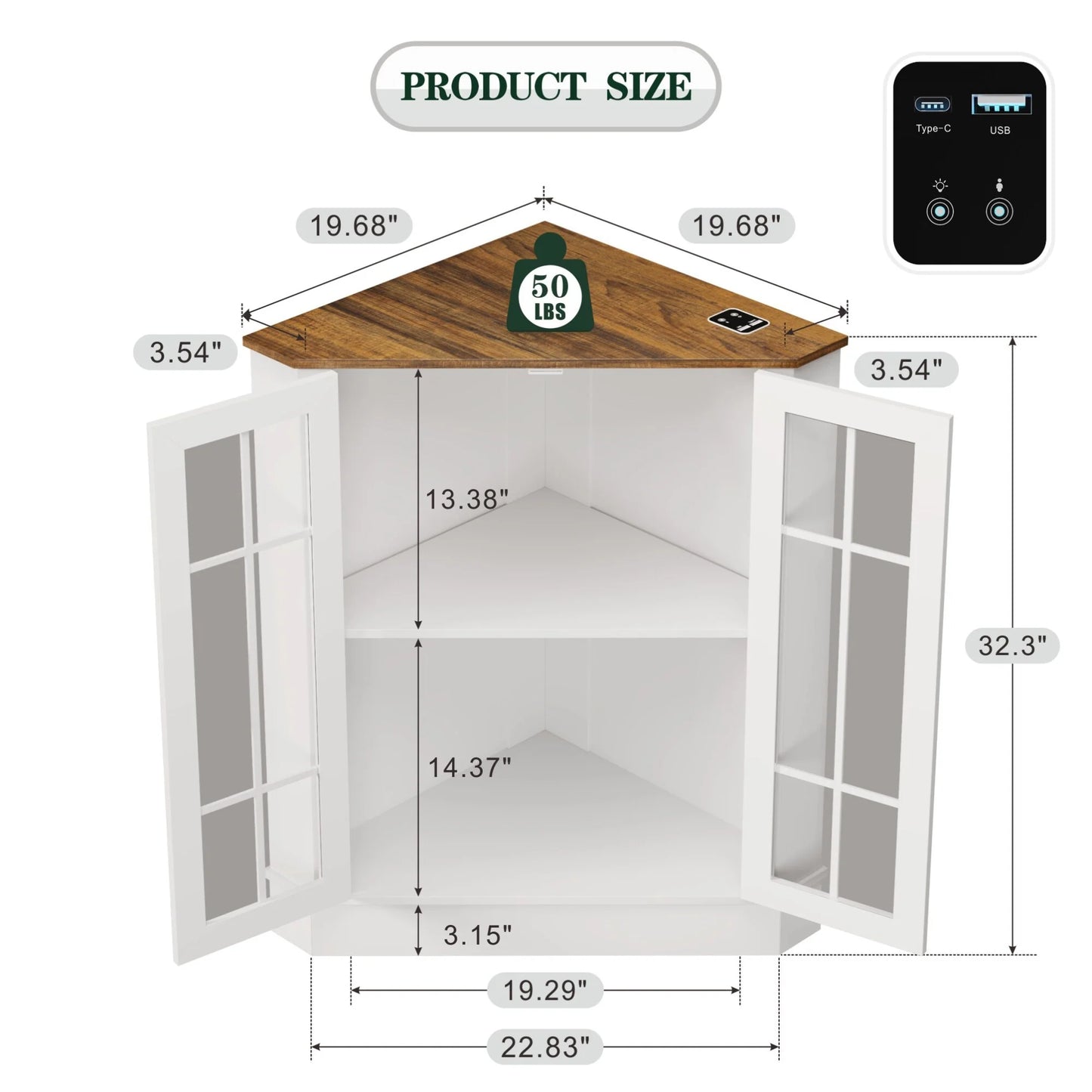 20"Wide Corner Storage Cabinet - N/A