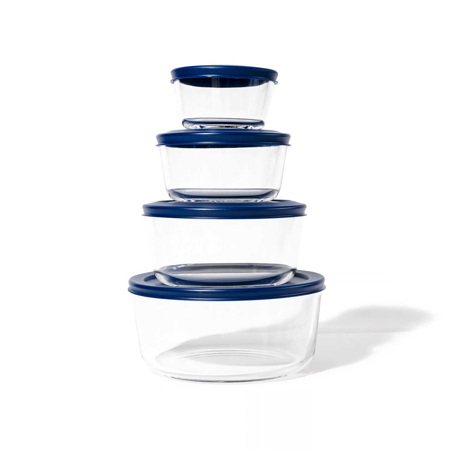 Glass Food Storage Set - Round Nesting, 8-Piece, BPA-Free, Airtight Lids, Microwave & Oven Safe