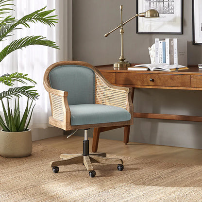 Audrey Task Accent Chair with Rattan Arms