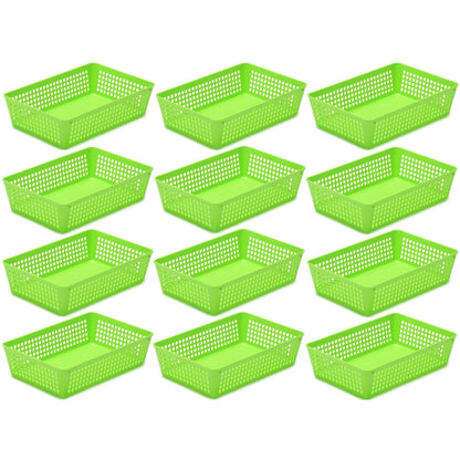 12-Pack Plastic Storage Baskets for Office Drawer, Classroom Desk