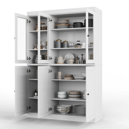 Palace Imports 100% Solid Wood 48.5" China Pantry Cabinet with Solid or Clear Glass Doors and Adjustable Shelves - 48.5" x 71.5"