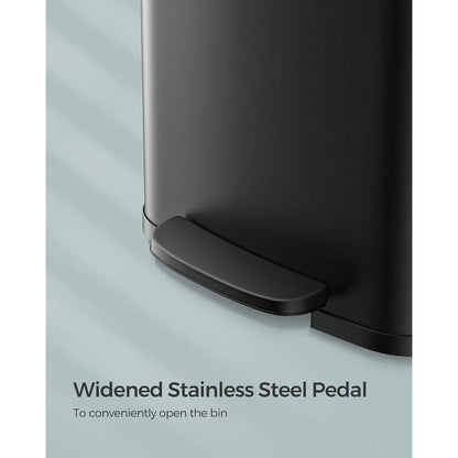 SONGMICS Kitchen Trash Can, 13-Gallon Stainless Steel Garbage Can, with Stay-Open Lid and Step-on Pedal, Soft Closure